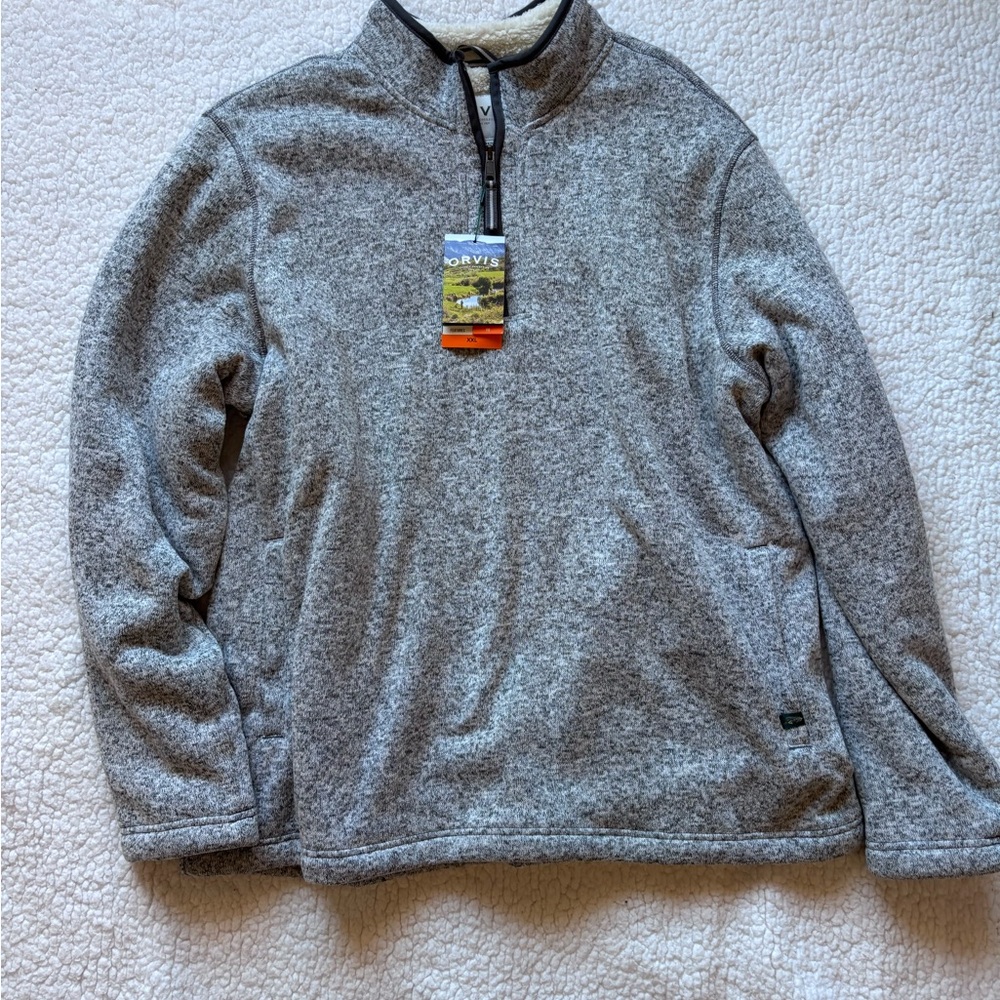 Orvis Men's Heather Gray Quarter Zip Sweater